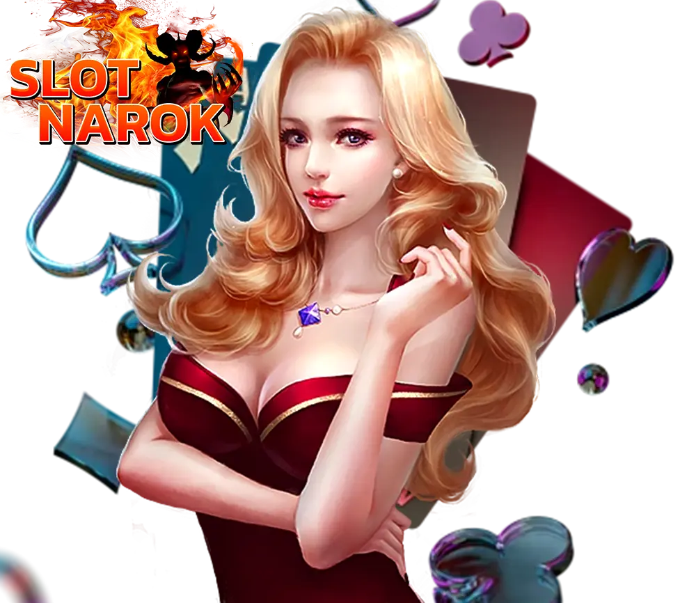 ตัวละครสาวสวยชุดแดง SLOTNAROK ฉากไพ่และสัญลักษณ์คาสิโน